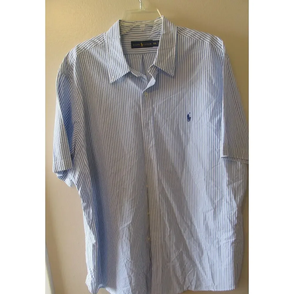 Polo Ralph Lauren Short Striped Seersucker Short Sleeved Button Up Shirt XXL